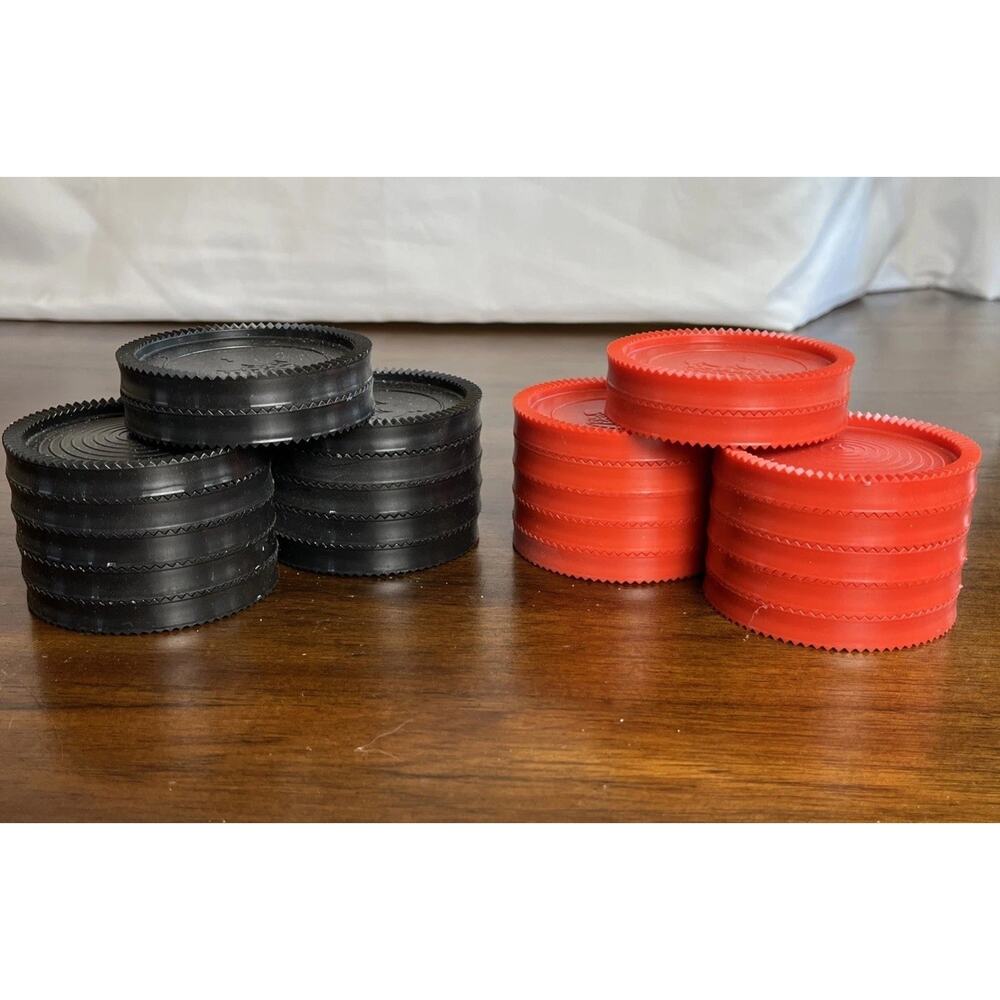 24 Jumbo Oversized 3" Checkers 12 Black 12 Red Plastic Replacement Game Pieces